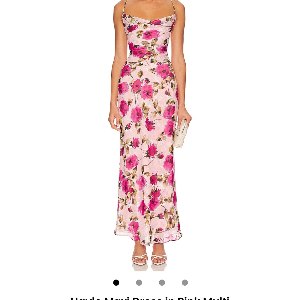 REVOLVE Pink Floral Midi Dress